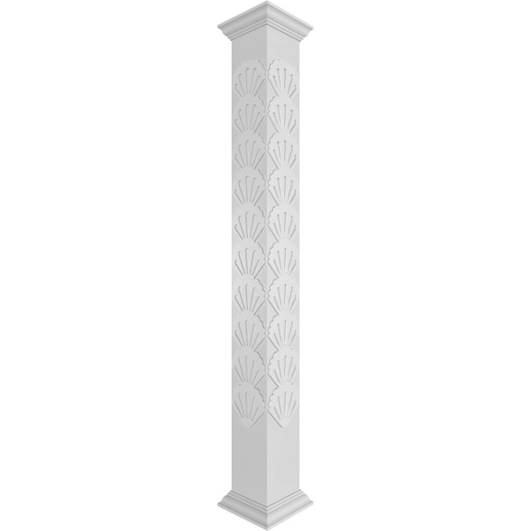 Ekena Millwork 8"W x 9'H Craftsman Classic Square Non-Tapered Bondi Fretwork Column w/ Crown Capital & Crown Base CC0809ENBNDCRCR - main
